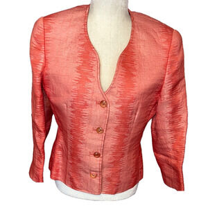Vintage Carlisle Pink Blazer Tailored Silk-Like Suit Jacket 6